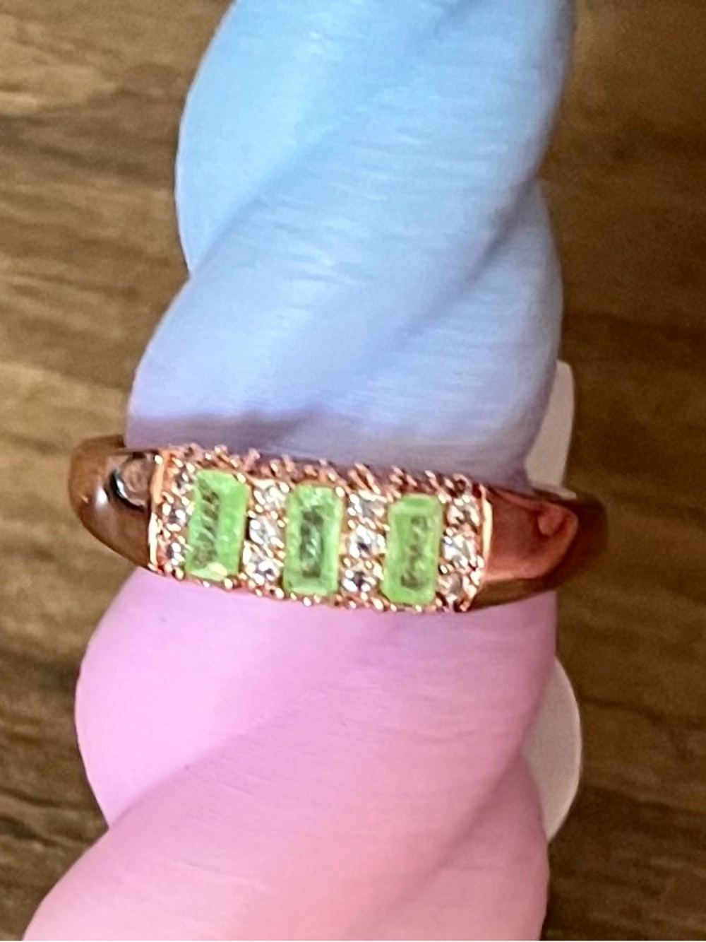 BP Peaceful Beauty Light Green Ice Crystal on Rose Gold Ring